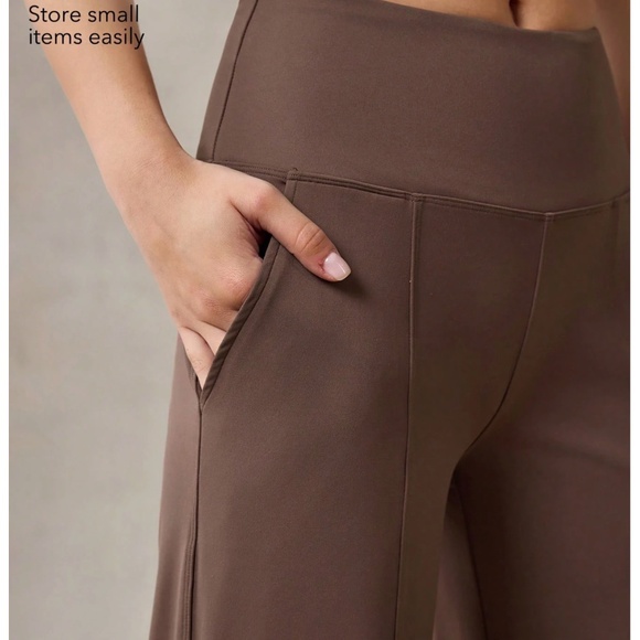 Shein Brown 4-Way Stretch Wide Straight-Leg Leggings, XS - Picture 5 of 7
